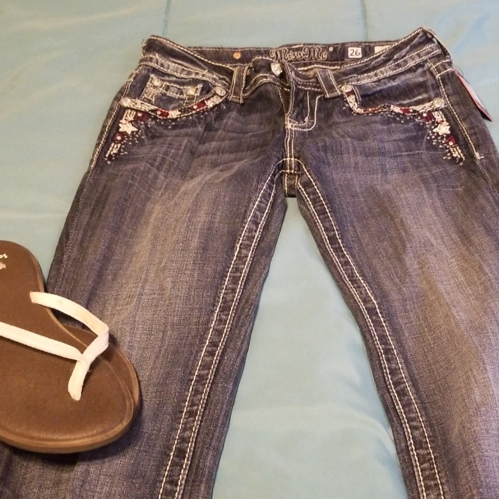 Miss me 26 Cuffed Capri Patriotic